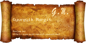 Gyurgyik Margit névjegykártya